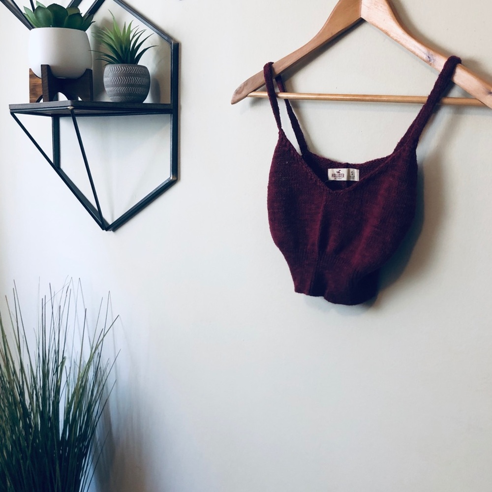 Burgundy Ribbed Crop Top